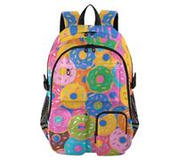 voucong Large Travel Backpack for Women Men Colorful Cartoon Doughnut Food Work College School Bookbag 17.5" Backpack for Work Luggage Back Pack