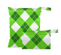 voucong Lemon Green Checkered Plaid Mess-Proof Swim Suit Bags 2 Pack Travel Essentials for Babies with Handles for Scenario