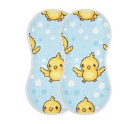 voucong Light Blue Polka Dots Cartoon Yellow Chicks Cotton muslin burp cloths 2 Pack Soft touch wash cloth For Unisex 22x11in