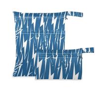 voucong Lightning Bolts Blue White Washable Bag for Gym 2 Pack Travel Essentials for Baby with Handles for Gym