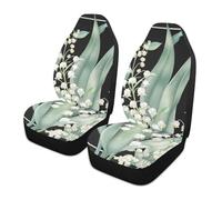voucong Lily Valley Bellflower Black Decorative car seat Covers Front Set of 2 for Men Washable Sport seat Covers protectores para asientos de carros
