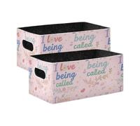 voucong Love Being Called Mimi Art Large Storage Baskets 2 Pack Organizer Bins for Book, and Clothes Living Room
