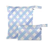 voucong Lovely Blue Plaid Washable Dry Bag 2 Pack Travel Essentials for Babies with Handles for Bathing