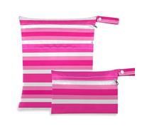 voucong Lovely Stripe White Peach prop1 Large Wet Bag 2 Pack Travel Essentials for Babies with Handles for Baby Diapers