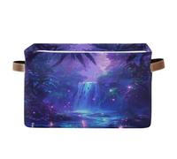 voucong Magical Rainforest Scenery Fantasy Color storage baskets 1 pack, Foldable and waterproof durables fabric cube storage bins with sturdy handle Hamper camping for nursery