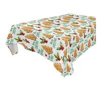 voucong Merry Christmas Gingerbread Party Tablecloth wipeable for Kitchen&Dining Room Camping 54"x54" Wrinkle Resistant Camping Dining Table Cover