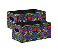 voucong Mexican Pride Love Peace Decorative Storage Bins 2 Pack Organizing Closet Shelf for Organizing Clothes Blankets