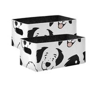voucong Oliver Jeffers Cartoon Dog Faces Black on White Storage Cubes Organizer 2 Pack Decorative Basket Organizers for Closet Clothes