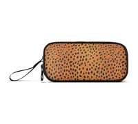 voucong Orange Leopard Print Nylon Zipper Pencil Bag High Capacity Pencil Cases For Girls Stationery Organizer for Middle School Nurse