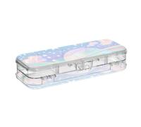 voucong Pastel Sky Rainbow Stripes Clear Pencils Box Double-Deck Pens Case Boxes For School With Snap-Tight Lid