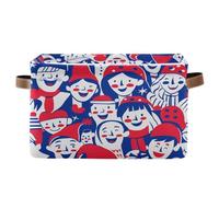 voucong Pattern Of People Happy Face Red and Blue storage baskets 1 pack, collapsable and waterproof organizers and storage basket with sturdy handle organizing Decor for bedroom