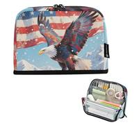 voucong Pencil Carrying Case Large Capacity Pen Case Organizer Cute for Man High School The American Flag bird Snow