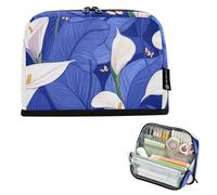 voucong Pencil Case Bag Large Capacity Pen Case Cosmetic for Men Cosmetics Safari Calla Lily Royal Blue
