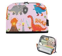 voucong Pencil Case Large Capacity Make Up Bags Soft for Men School Must Haves Cute Cartoon Dinosaur Pink