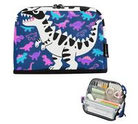 voucong Pencil Holder Case Large Capacity Makeup Big Capacity for Teen Boys Preppy School Fluorescent Neon Dinosaur Purple