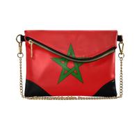 voucong PU Leather Clutch Purses for Women Casual Evening Bags for Wedding Morocco Flag Moroccan National Red