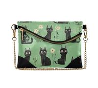 voucong PU Leather Clutch Purses for Women Casual Wallet Coin Bag for Wedding Chic Cornish Cats Green