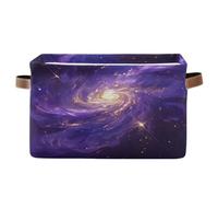 voucong Purple Gold Mysterious Galaxy storage baskets 1 pack, collapsable and waterproof baskets organization and storage boxes with sturdy handle bag rope for baby