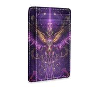 voucong Purple Mysterious Bird Leather Women Slim Wallet with Money Clip RFID Blocking Slim Credit Card Holder for Men and Women