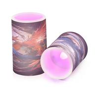 voucong Red and Blue Ice and Fire Phoenix Flameless Flickering Led Candles with Timer Electronic Lights for Men Battery Operated Flickering Remote Control for Night 2-Piecing Set