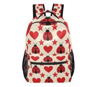 voucong Red ladybugs Stars Hearts kids personalized backpack girls with large bookbags for 10-12 year old