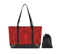 voucong Red Lobster Ocean Marine trendy briefcase bag for women with zipper large tote bag for commuter