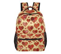 voucong Red Stained Glass Heart kid girl backpacks for school with large bookbags for 10-12 year old