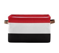 voucong Republic Of Yemen Flag Black Red storage baskets 1 pack, collapsable and waterproof pantry baskets with sturdy handle Hamper organize for gadget
