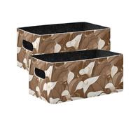 voucong Safari Calla Lily Brown Flower Large Storage Baskets 2 Pack Container Bins for Books, Towels, and Clothes
