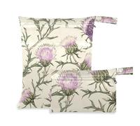 voucong Scotland Thistle Beauty Flower Mess-Proof Dirty Clothes Bag 2 Pack Diaper Bag Essential Items with Handles for Beach