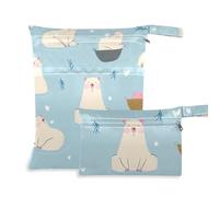 voucong Simple Cute Blue Polar Bear prop1 Bag for Daycare 2 Pack Travel Essentials for Babies with Handles for Bathing