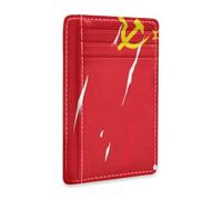 voucong Soviet Union Flag Union of Soviet Socialist Republics National Leather Mens Front Pocket Wallet Slim with Money Clip RFID Blocking Card Holder for Men and Women