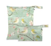 voucong Spring Pear Blossom Birds Green Waterproof Baby Diaper Bag 2 Pack Travel Essentials for Babies with Handles for Baby Diapers