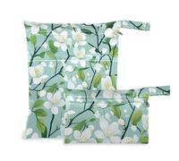 voucong Spring Pear Blossom Green Mess-Proof Wet Diaper Bag 2 Pack Travel Essentials for Baby with Handles for Gym