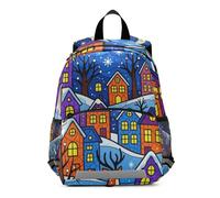 voucong Stained Glass Winter Village Deer kid backpack girl kindergarten chest strap books bag for 3-4 year old mochilas para ni?os de 5 a?os