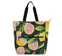 voucong Summer Yellow Lemon Books Totes Book Bag for Kids Students Adults Lightweight School Shoulder Bags with Zipper Pockets for School Shopping Grocery