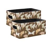 voucong Sweet Calla Lily Flower Brown Foldable Fabric Storage Bins 2 Pack Home Organizers for Shelves Drawers Desktop Closet Playroom Classroom Office