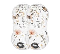 voucong Sweet Chickadee Birds White Cotton burp cloths baby 2 Pack Soft touch wash cloth For Unisex babies 22x11in