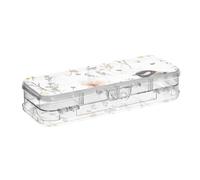 voucong Sweet Chickadee Birds White Plastic Box For Pencils 2 Layer Pens Case Boxes For Stationery With Snap And Lid