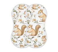 voucong Sweet Squirrel Mouse White Cotton baby burping cloths 2 Pack Soft and Absorbent? feed cloth For Newborns boy and girl 22x11in
