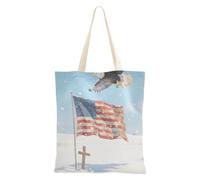 voucong The American Flag bird Snow Canvas Shopping Bags for Women With Pockets With Handles Reusable Canvas Tote Bags Bulk Friend Birthday Gifts