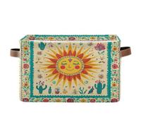 voucong The Bohemian Plant Sun Retro storage baskets 1 pack, folding and waterproof storage containers baskets with sturdy handle organizing cute for home