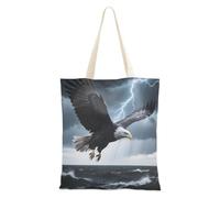 voucong Thunder bird Sea Black Canvas Bag Tote for Women With Pockets With Handles Reusable Tote Bags Bulk Cute Gifts