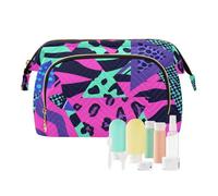 voucong Toiletry Bags Waterproof Women's Coin Change Purse for Travel Toiletry Bag Leopard Triangles Stripes Spots