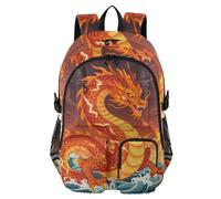 voucong Travel Laptop Backpack for Men Women Red Fire Chinese Dragon Ocean Wave School Bookbag for Teen Boys 17.5 inch Laptops Backpack Business Back Pack
