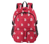 voucong Travel Laptop Backpacks for Men Women White Bitcoin Sign Red Work Bookbag 17.5 inch Backpack With Laptops Compartment Lightweight Casual Bag