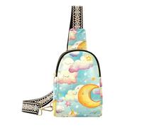 voucong trendy Cartoon Blue Sky Moon Cloud Stars bag fanny pack sturdy black crossbody fanny pack for day pack, Cartoon Blue Sky Moon Cloud Stars, One Size