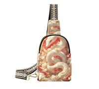 voucong trendy Chinese New Year White Snake Flowers travel sling bag multipurpose sling bag for men for hiking, Chinese New Year White Snake Flowers, One Size