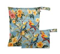 voucong Tropical Plants Parrots Animals prop1 Bags for Wet 2 Pack Diaper Bag Essential Items with Handles for Baby Diapers