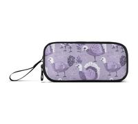 voucong Turkeys Lilac Silver Nylon School Pencil Bags Large Capacity Pencil Cases For College School Stationery for School Woman
